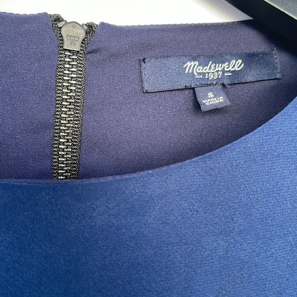 Madewell Blue and Black Colorblock Dress Back Zipper Silk Blend Small - Picture 7 of 17